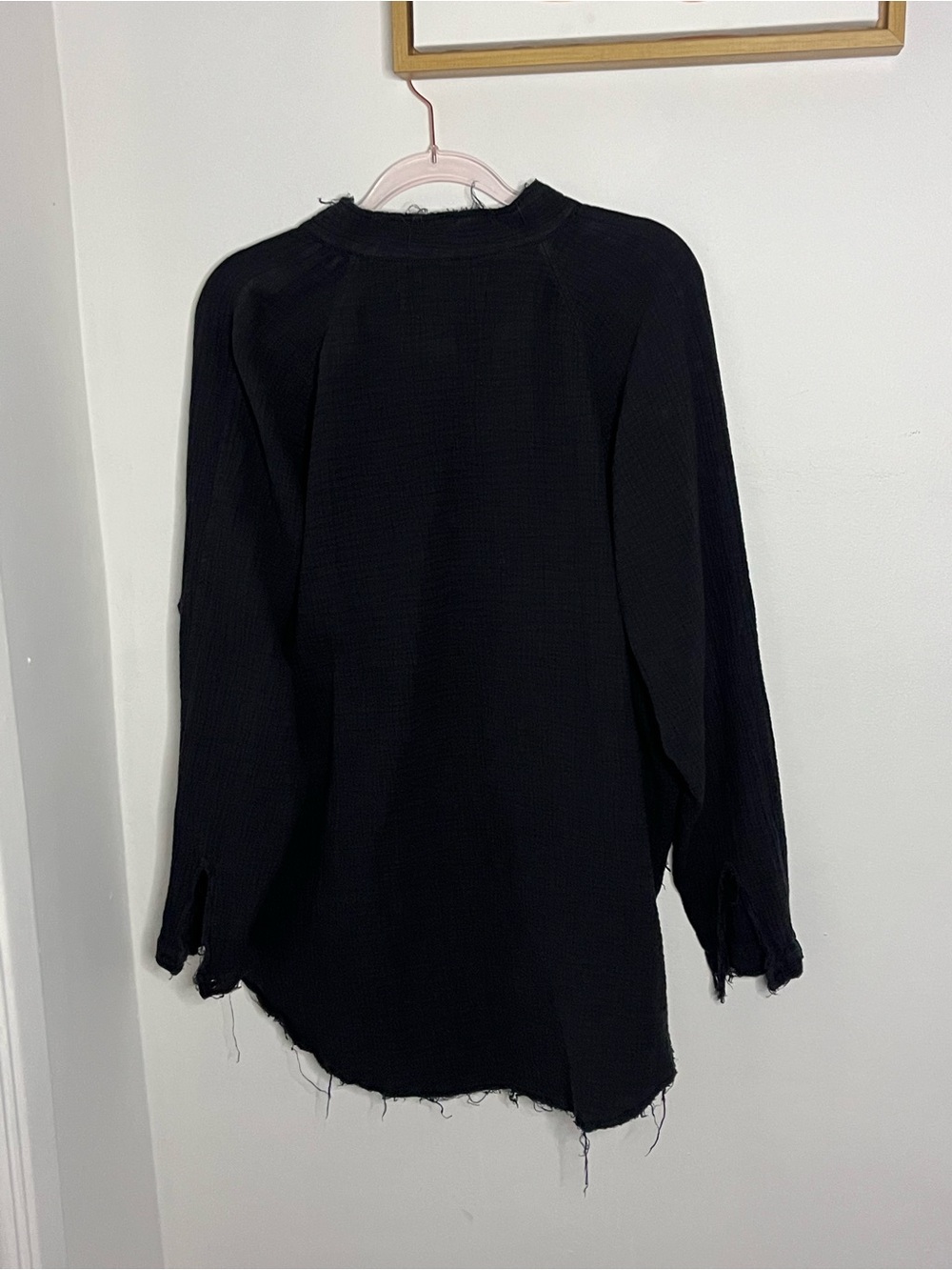 We the Free Summer Daydream Button-down Gauze Shirt in Black - Picture 5 of 7